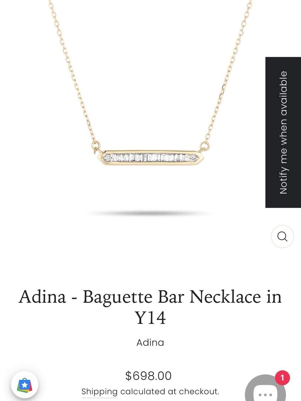 Adina Reyter Baguette bar necklace